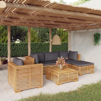 vidaXL Juego Muebles De Jard&iacute;n 6 Piezas Y Cojines Madera Maciza Teca Vidaxl