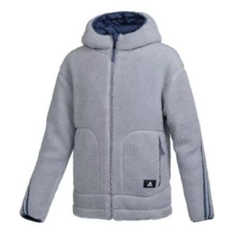 adidas Full-Zip High Collar Sherpa Jacket Grey HR8427