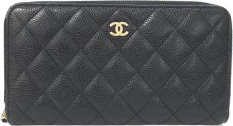 Chanel Black Bordeaux Grained Calfskin Long Wallet (Bi-Fold) (Pre-Owned)