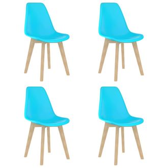 vidaXL Sillas De Comedor 4 Unidades Pl&aacute;stico Azul Vidaxl