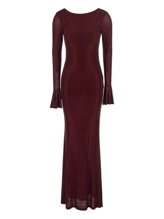 Twentyfourhaitch Verfraaide maxi-jurk met klokmouwen - Rood