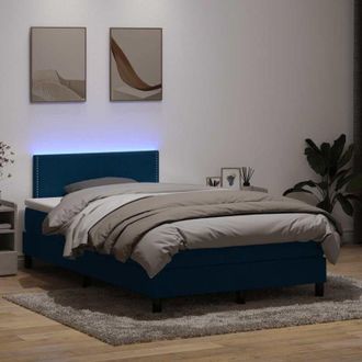vidaXL Cama Box Spring Con Colch&oacute;n Terciopelo Azul Oscuro 120x210 Cm Vidaxl