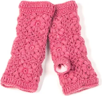 Nirvanna Designs Flower Crochet Handwarmers in Honeysuckle at Nordstrom
