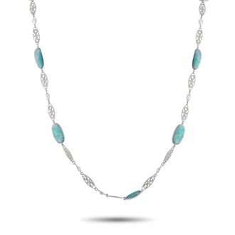 Luxury Bazaar Platinum 5.50ct Diamond and Opal Necklace MF25-012326