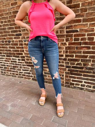 Kancan Amanda High Rise Ankle Skinny Jeans In Dark Wash
