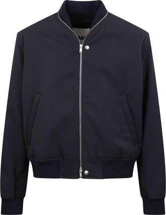 Jil Sander Cotton Bomber Jacket With Ribbed Trim