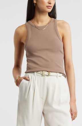 Nordstrom Everyday Cotton Rib Tank in Brown Lentil at Nordstrom, Size Xx-Large