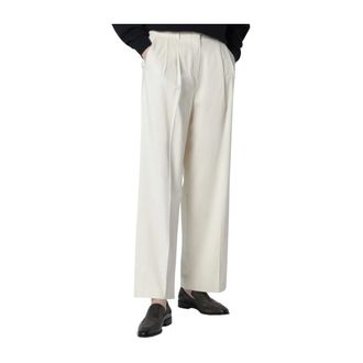 Dunst Wide Trousers, female, White, Size: M Double Pleated Chino Slacks