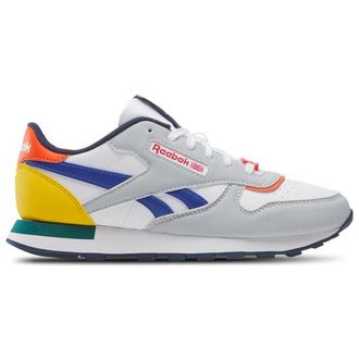 Reebok Boys Classic Leather - Boys Grade School Running Shoes Moon/Vector Navy/Vector Red Size 4.0