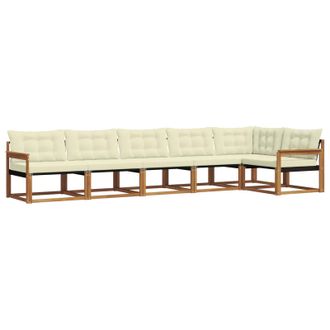 vidaXL Conjunto De Sof&aacute;s De Exterior Con Coj&iacute;n 6 Pcs Natural Y Crema Vidaxl