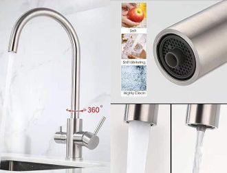 OEM Grifo De Cocina De Acero Inoxidable, Grifo Giratorio Universal Para Fregadero, Para Agua Fr&iacute;a Y Caliente - Modelo 3