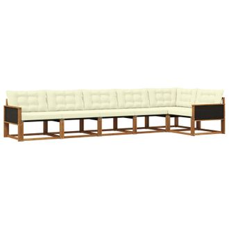 vidaXL Conjunto De Sof&aacute;s De Exterior Con Coj&iacute;n 6 Pcs Natural Y Crema Vidaxl
