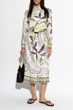 Tory Burch Silk Dress With Print, Womens, White