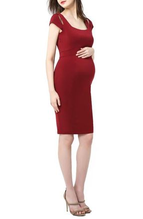 Kimi + Kai Julie Cold Shoulder Body-Con Maternity Dress in Wine at Nordstrom, Size Medium