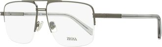 Ermenegildo Zegna Mens Rectangular Pilot Eyeglasses EZ5274 013 Dark Ruthenium 59mm