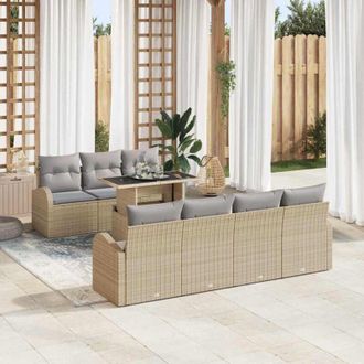vidaXL Vidaxl - Conjunto De Sof&aacute; De Jard&iacute;n Manual 8 Pcs Beige 100 X 55 X 73 Cm