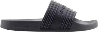 Emporio Armani Logo Tape Pool Side Slider - Heren - Sandalen - Zwart - 40 EU - Schoenen