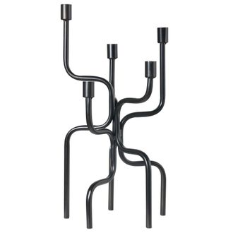 Beliani Beliani - Candelabro Para 5 Velas Decoraci&oacute;n Minimalista Negro Porrtela