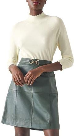 L.k. Bennett Betty Scallop Turtleneck Merino Wool Sweater in Cream at Nordstrom Rack, Size Xx-Large