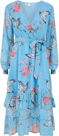 Yumi Vrouwen/dames Bloemenwikkeljurk (Blauw)
