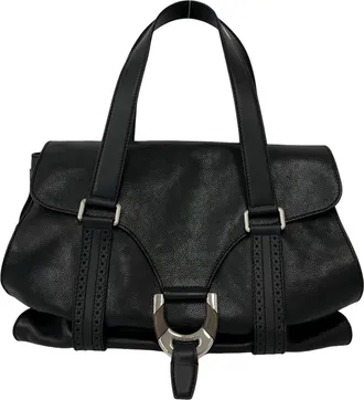 Celine Black Leather Boston Bag Handbag Tote Bag (Pre-Owned)