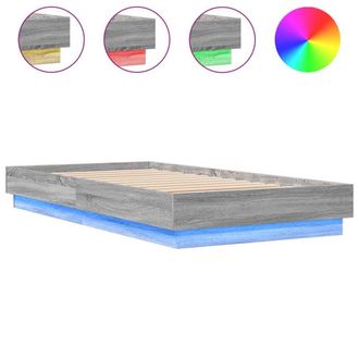Berkfield Home Bed Frame Frame with LED Lights Grey Sonoma 75x190 cm Small Single