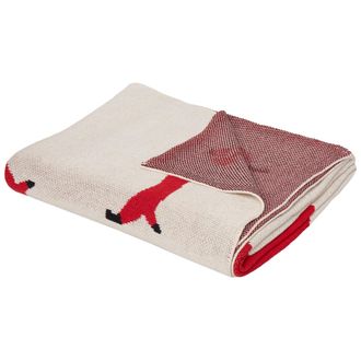 Beliani Manta Moderna Habitaci&oacute;n Infantil Algod&oacute;n Beige Y Rojo Motivo Perros 130 X 170 Cm Reerh