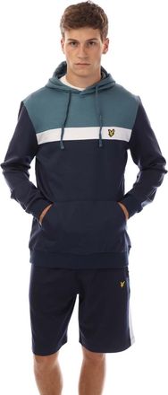 Lyle & Scott Heren Colour Block Fly Fleece Hoodie (Marine)