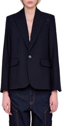 Zadig&Voltaire Tailleur Crystal Embellished Blazer in Encre at Nordstrom, Size 10 Us