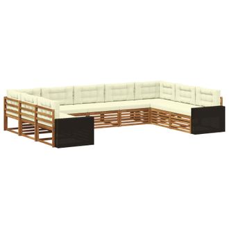 vidaXL Conjunto De Sof&aacute;s De Exterior 9 Uds. Natural Y Crema Vidaxl