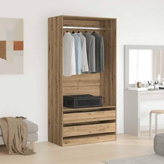 Berkfield Home Wardrobe Artisan Oak 100x50x200 cm Engineered Wood in Brown | Size: 100 x 50 x 200 cm