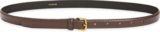 Vince Stitched Feathered Edge Belt in Cacao Brown /Antique Brass at Nordstrom Rack, Size X-Large