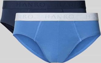 Hanro Slip mit elastischem Logo-Bund im 2er-Pack in Marine, Größe XXL