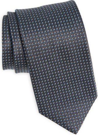 David Donahue Geometric Pattern Silk Tie in Charcoal at Nordstrom Rack