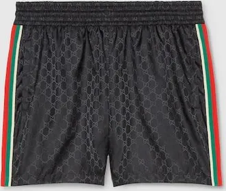 Gucci GG Print Nylon Swim Shorts, Size 46 IT, Black, Ready-to-wear