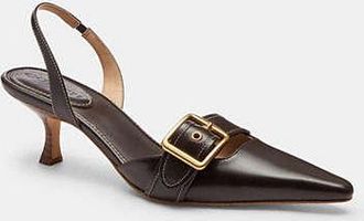 Coach Womens Margot Slingback in Brown, Size 7.5 | Leather