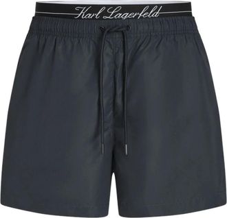 Karl Lagerfeld Hotel Crest Board Shorts - Heren - Strandmode - Blauw - L - Polyester - Badmode