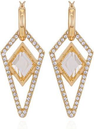 Vince Camuto Glass Stone Drop Huggie Hoop Earrings in Gold Tone at Nordstrom Rack