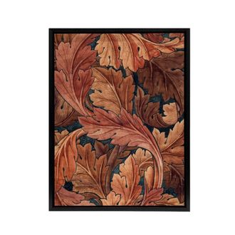 Artery8 Acanthus Leaves Pattern Framed Canvas Wall Art Print William Morris in Brown | Size: W24 x H32