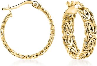 Ross-Simons 14kt Yellow Gold Byzantine Hoop Earrings
