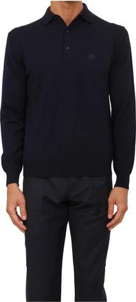 Etro Knitted Polo L/S - Heren - Ronde hals truien - Blauw - 3XL - Wol - Truien & Vesten