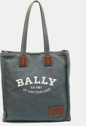 Bally Crystalia Blue/brown Canvas And Leather Tote