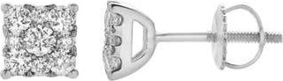 LuvMyJewelry Lab Grown Diamond Square Cluster Stud Earrings in 14K White Gold at Nordstrom Rack