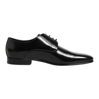 Dolce & Gabbana Business Shoes, male, Black, Size: 7 US Black Leather Derby Men Dress Shoes