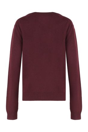 Celine Womens Crew-Neck Cashmere Sweater Burgundy