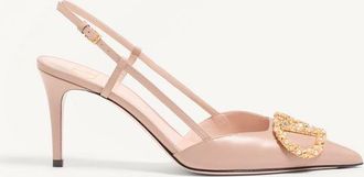 Valentino Garavani VLogo Signature Slingback Calfskin Pump With Jewel Logo 80Mm Wo