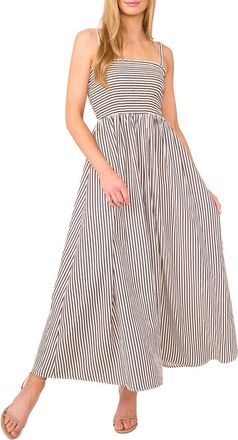 CeCe by Cynthia Steffe Stripe Smocked Bodice Maxi Sundress in Classic Navy at Nordstrom, Size Xx-Large