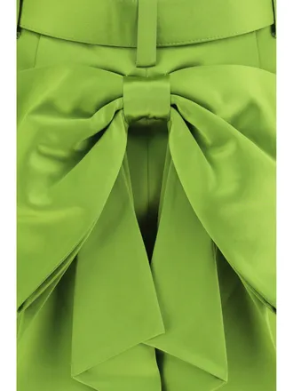 Self Portrait Womens Skirt Satin Bow Mini Green Polyester