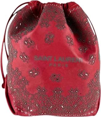 Saint Laurent Pre-owned Bucket Bags, female, Red, Size: ONE SIZE Pre-owned Leather Bucket Bag