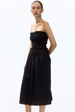 H&M Smocked-bodice Bandeau Dress in Black at Nordstrom, Size Xx-Large